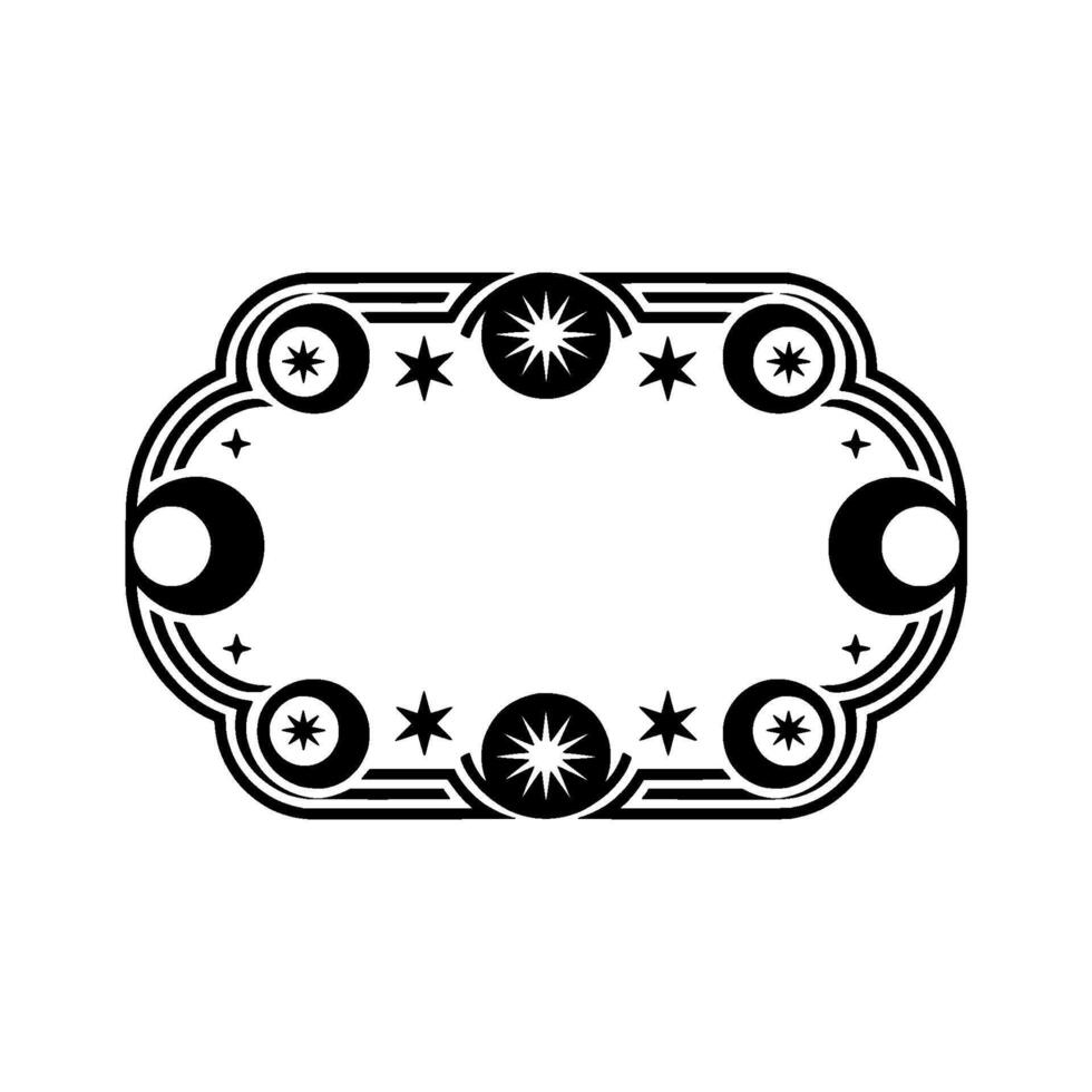 Celestial Oval Frame, Vintage Starry Motif vector