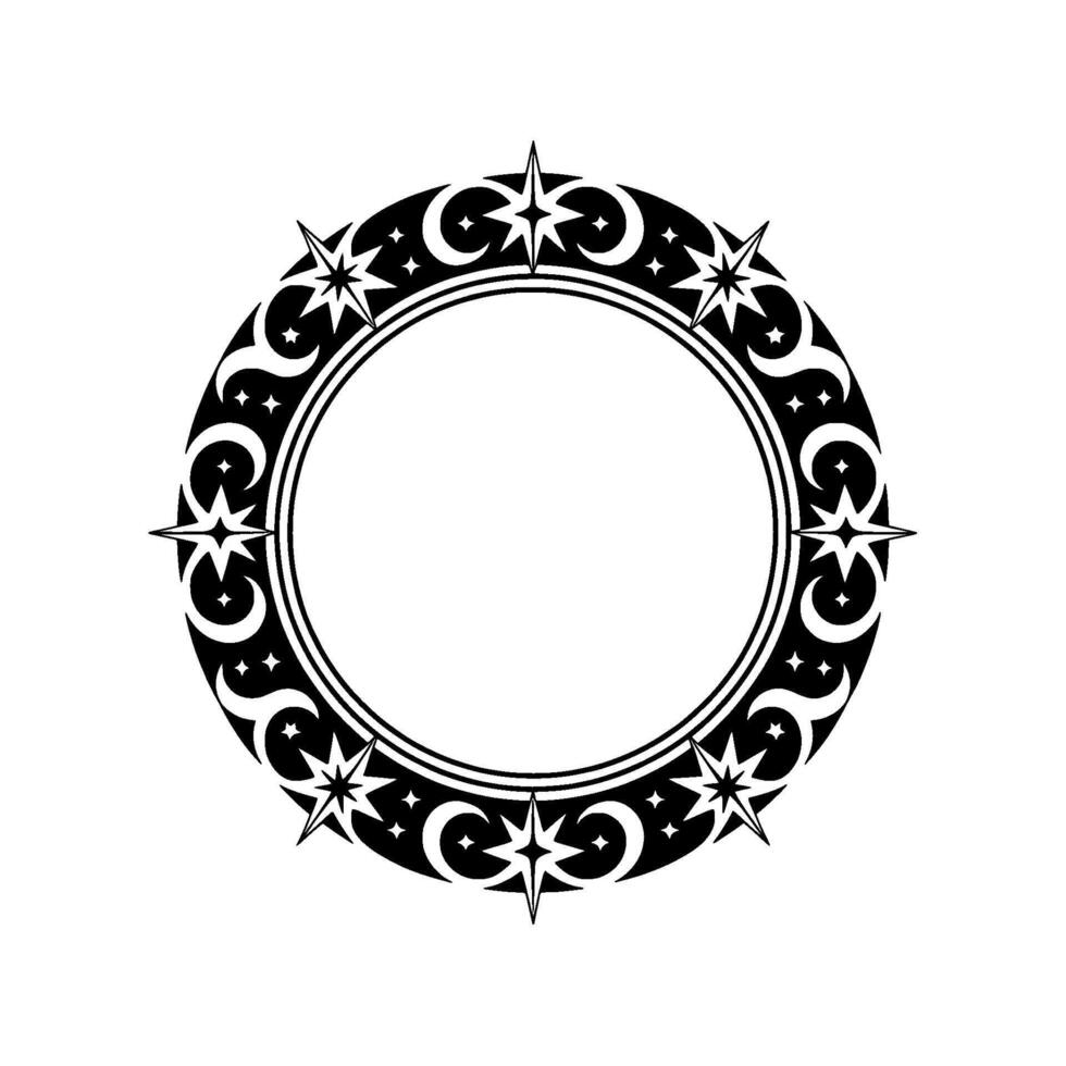 Intricate Tribal Circle Frame, Celestial vector