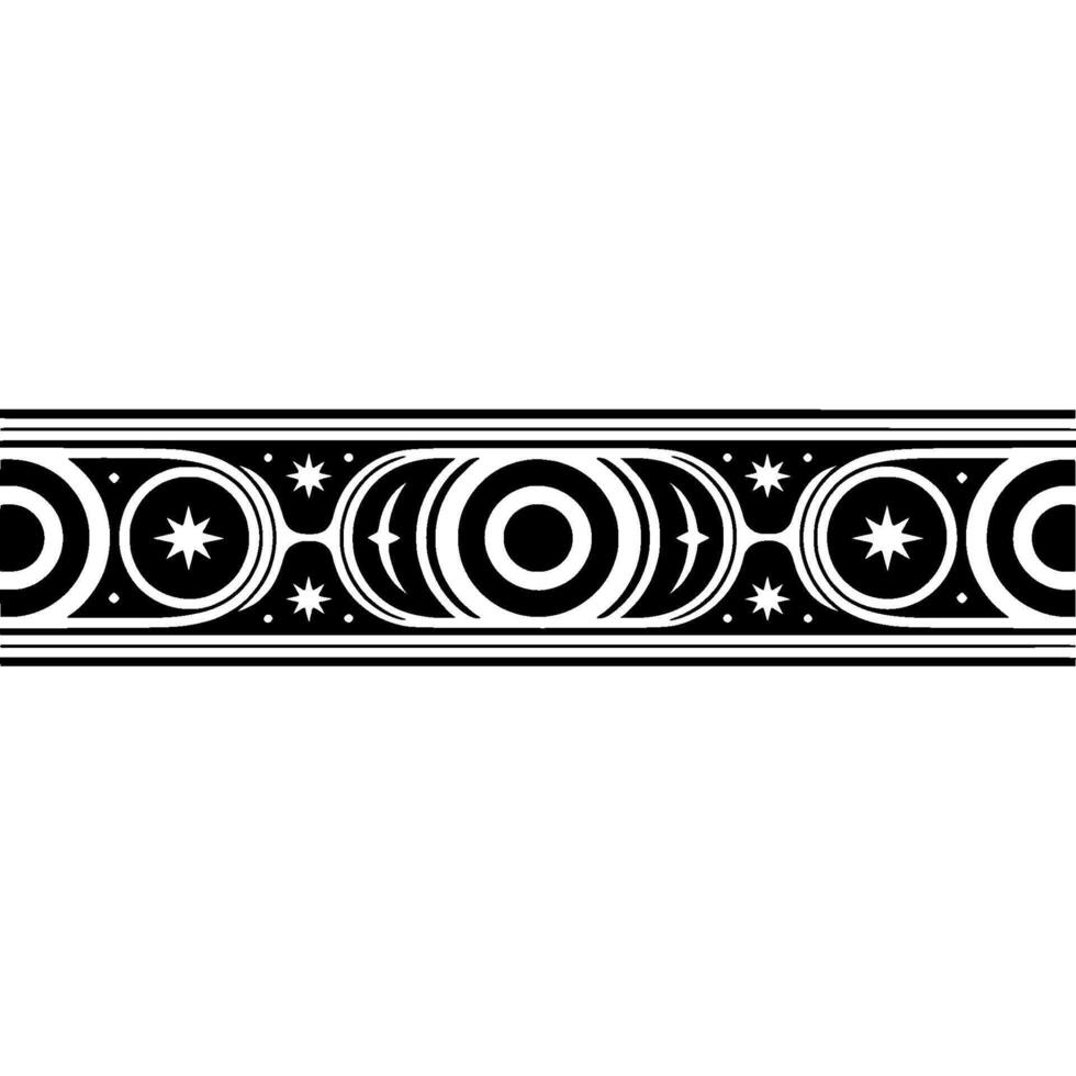 Celestial Border Stylized Moon Star Ornamentation, Ornament vector