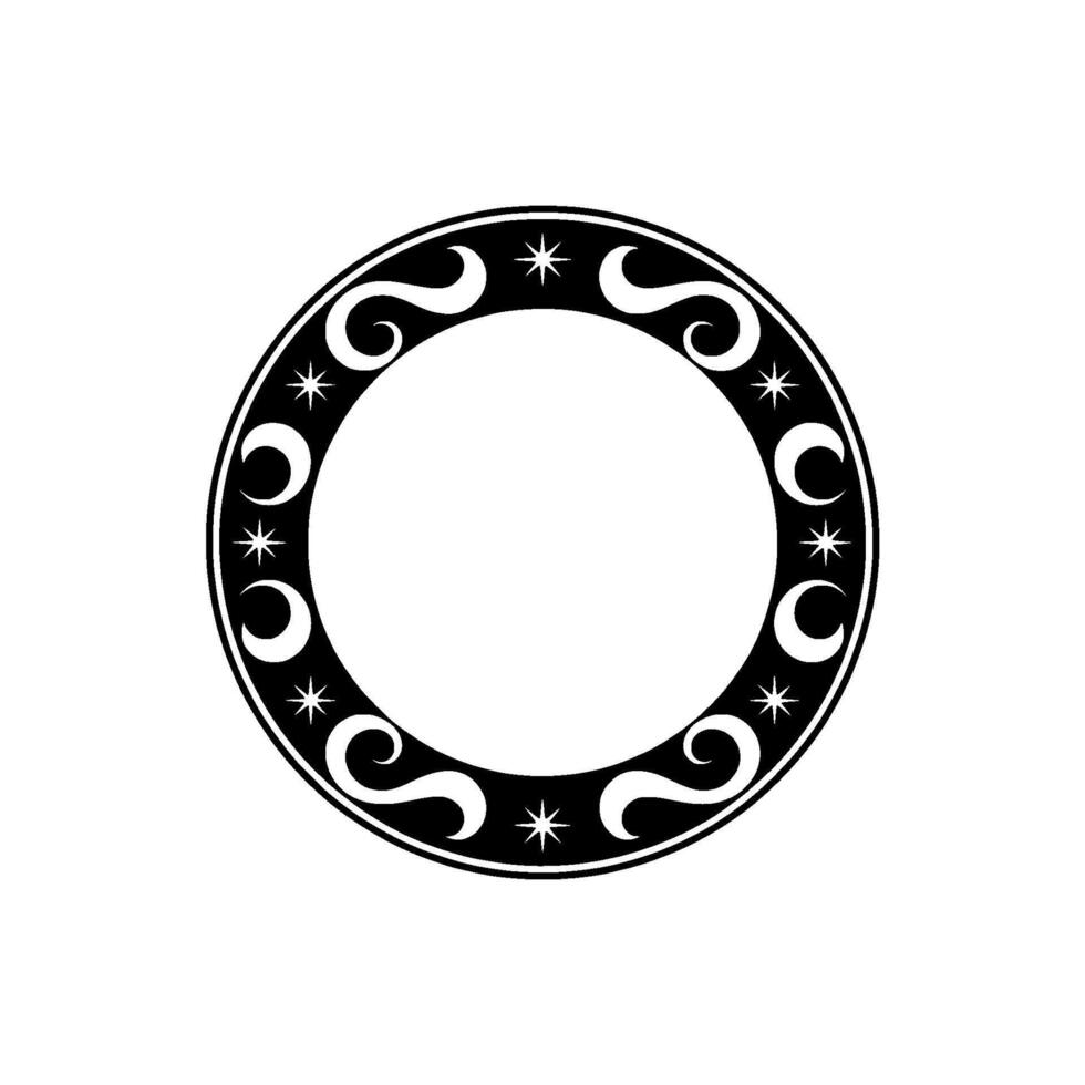 Celestial Circle, Vintage Ornament, Mystical Border vector