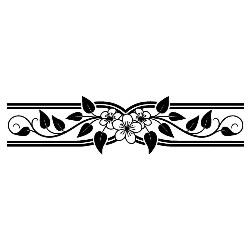 Elegant Floral Border, Vintage Element, Monochrome vector