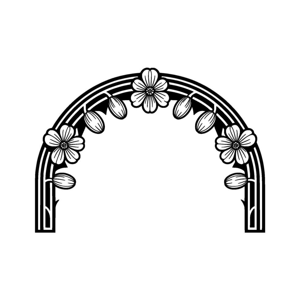 Art Nouveau Floral Arch - Elegant Botanical vector