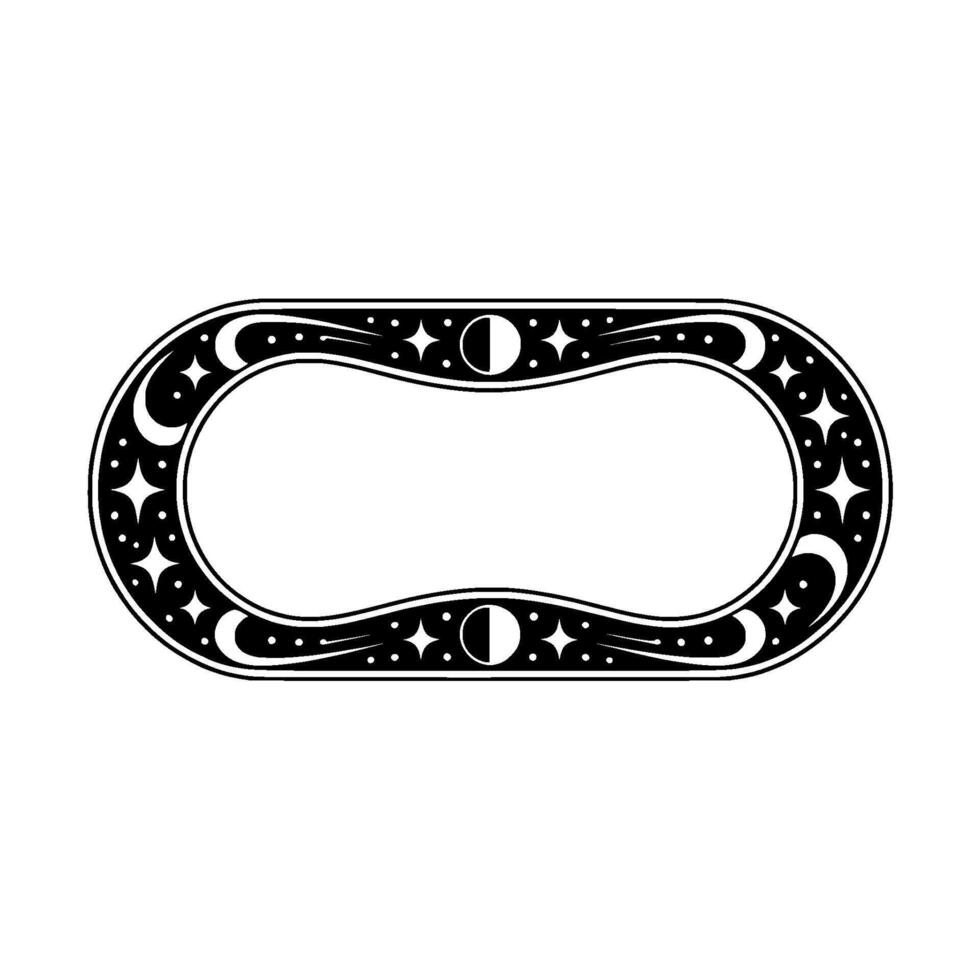 Celestial Oval Frame, Vintage Moon Motif vector