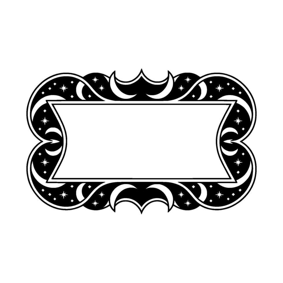 Ornate Black Frame, Celestial Stars, Vintage Element vector