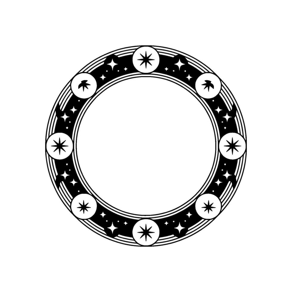 Celestial Circle Stylized Magic Border vector