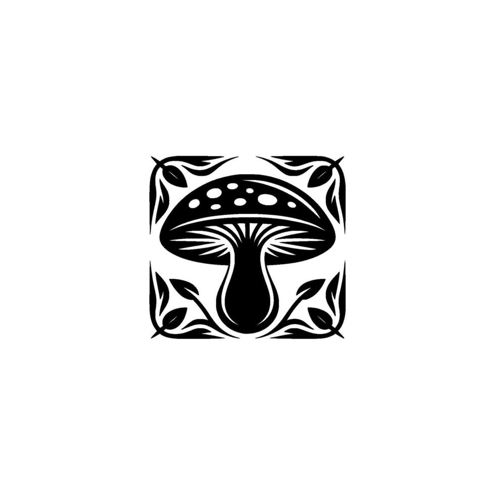 Intricate Mushroom Emblem, Tribal Style, Mystical Symbol vector