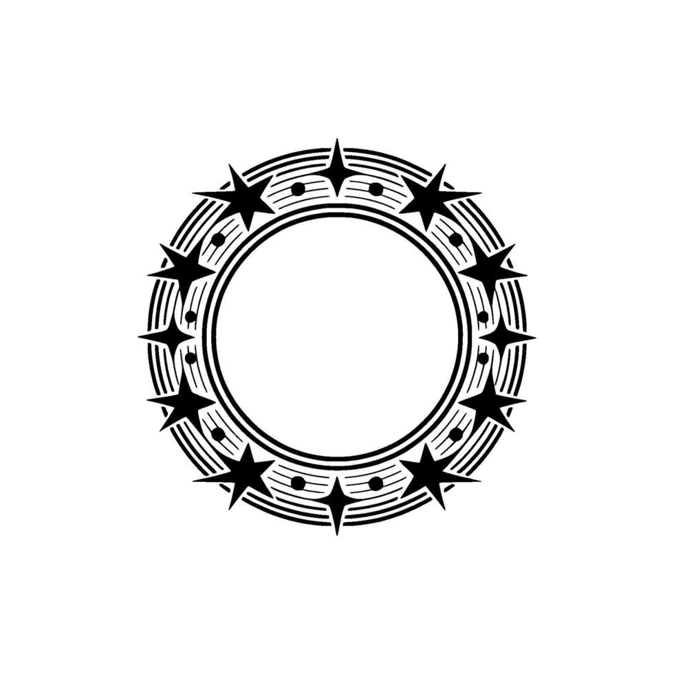 Stylized Starburst Circle Emblem, Minimalist vector