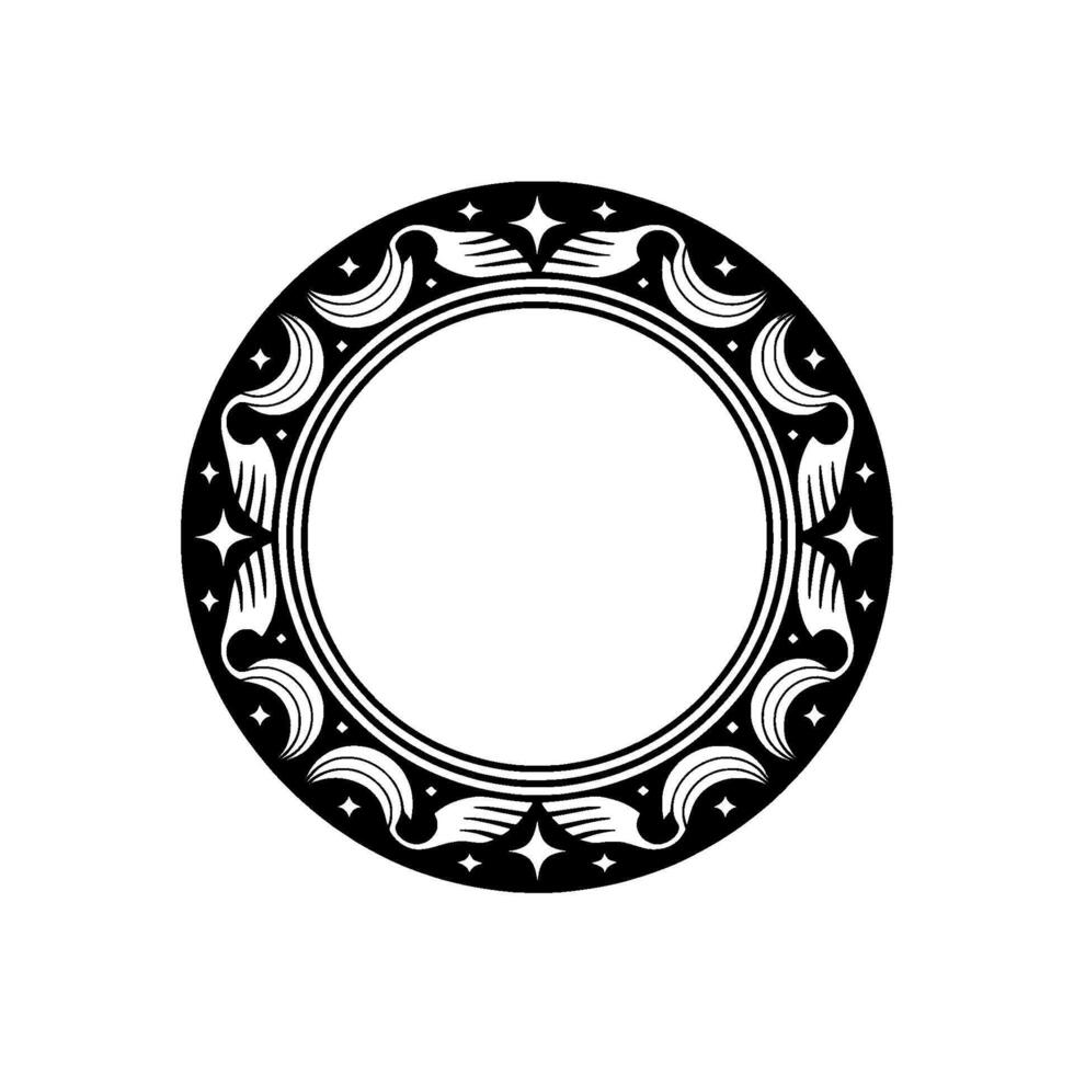 Ornate Circular Frame, Vintage Style, Decorative Border vector