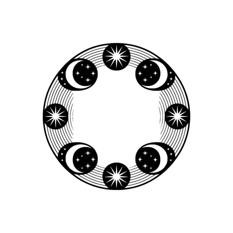 Celestial Cycle Minimalist Moon Star vector