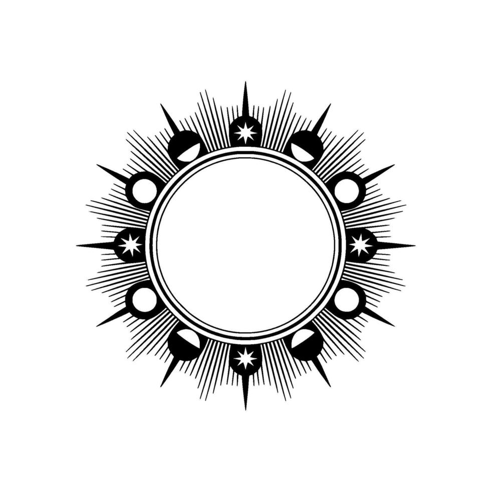 Celestial Circle Lunar Phases Starburst Geometry vector