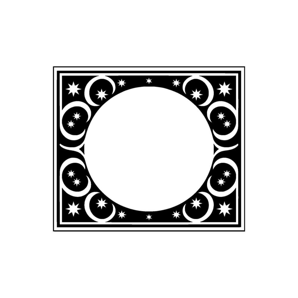 Celestial Circle Minimalist Moon Star Emblem, Decorative vector