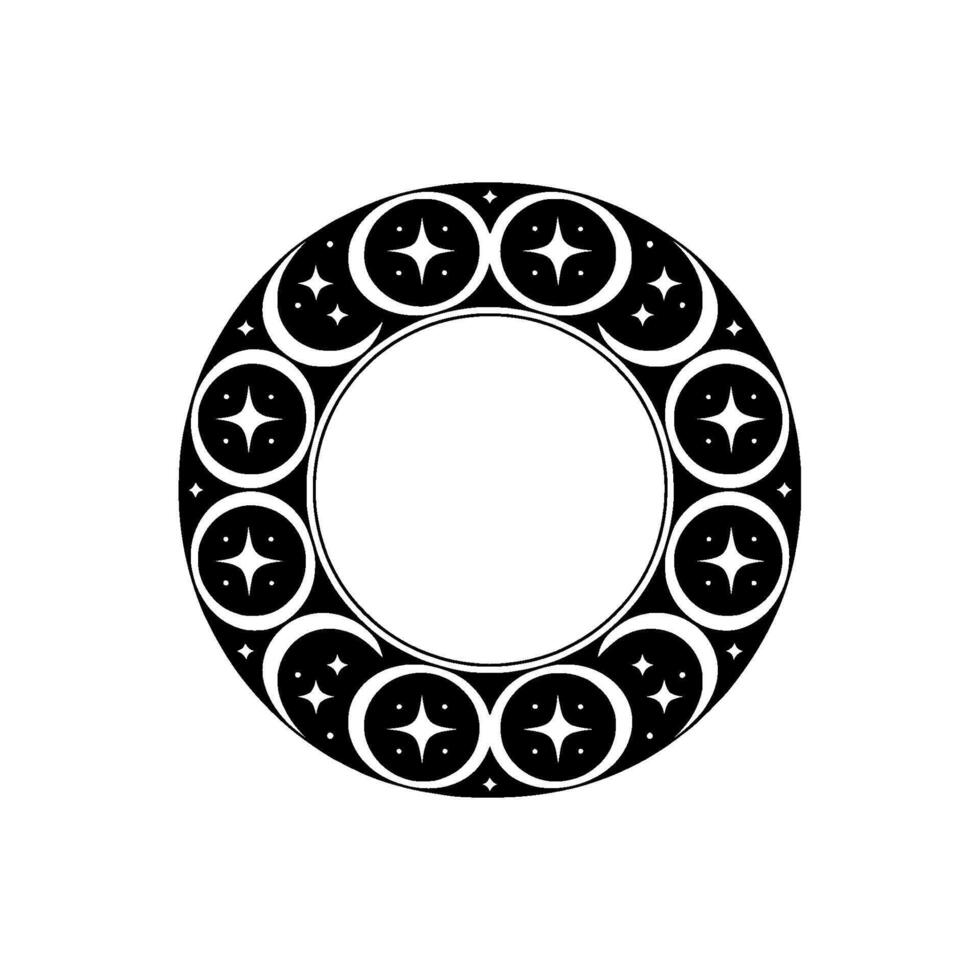 Celestial Circle Vintage Moon Motif, Symbolic vector