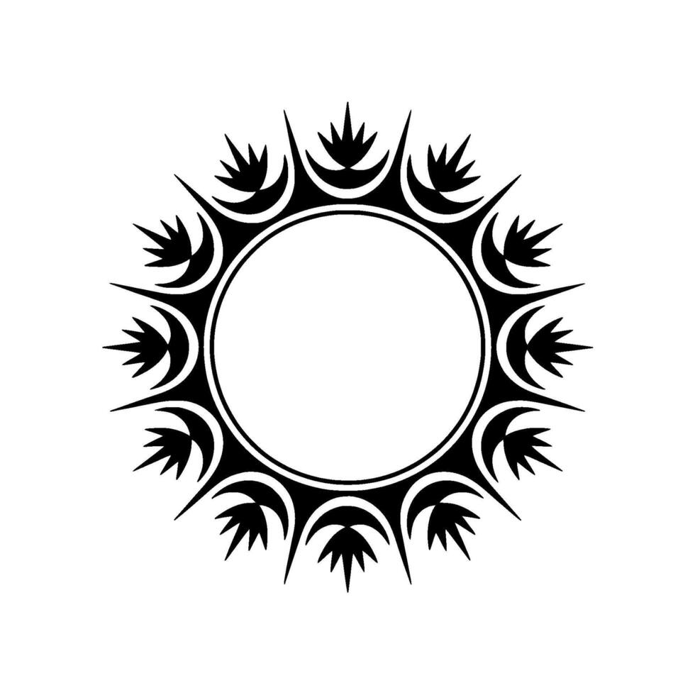 Stylized Sunburst Tribal Frame, Minimalist vector