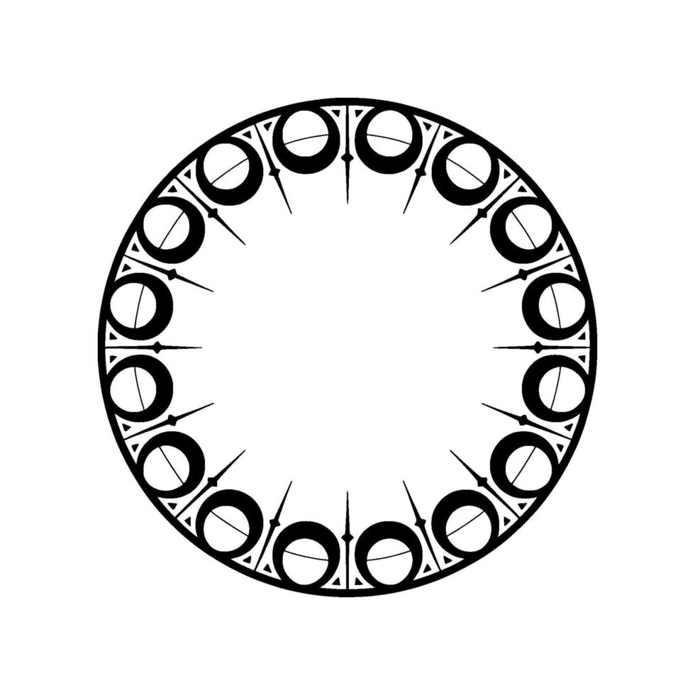 Geometric Tribal Circle, Stylized Black White vector