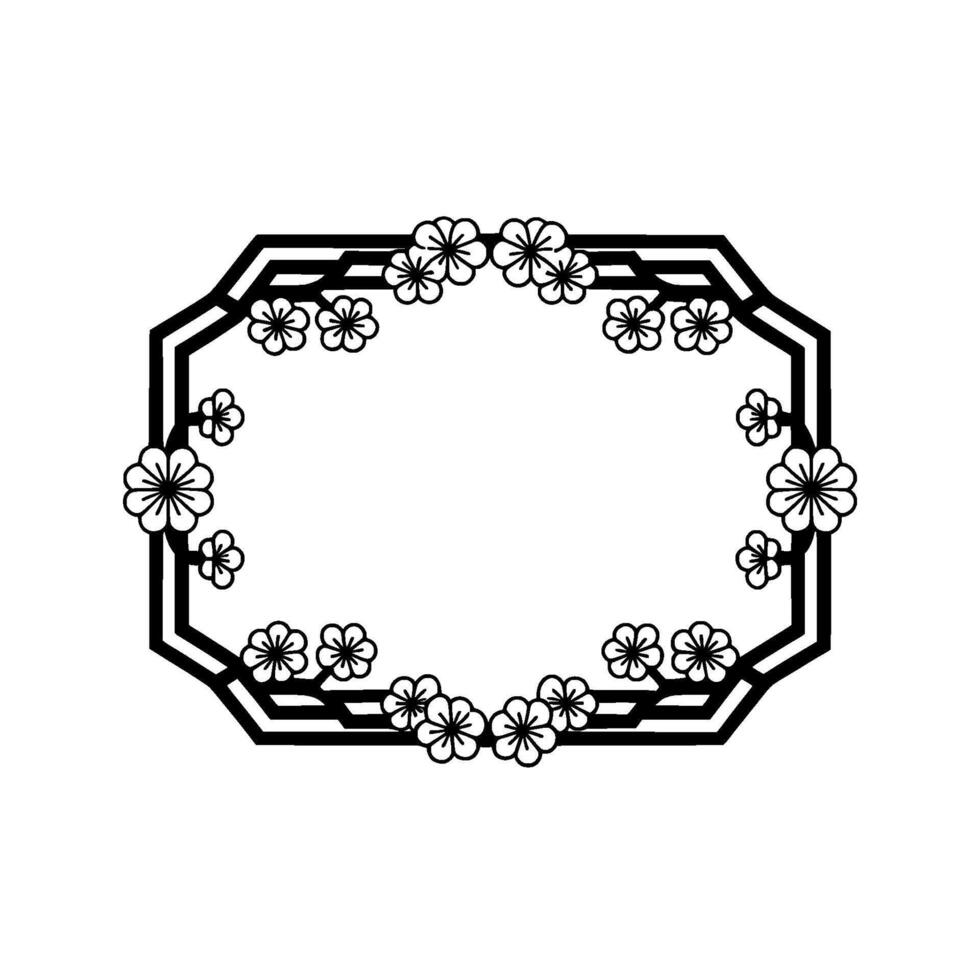 Elegant Japanese Blossom Frame, Minimalist, Floral vector