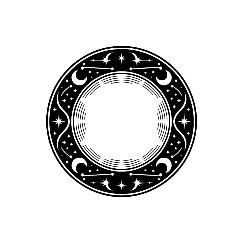 Celestial Circle Emblem, Vintage Magic vector