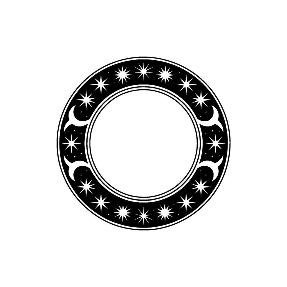Celestial Circle Moon Phases Starry Night, Crescent vector