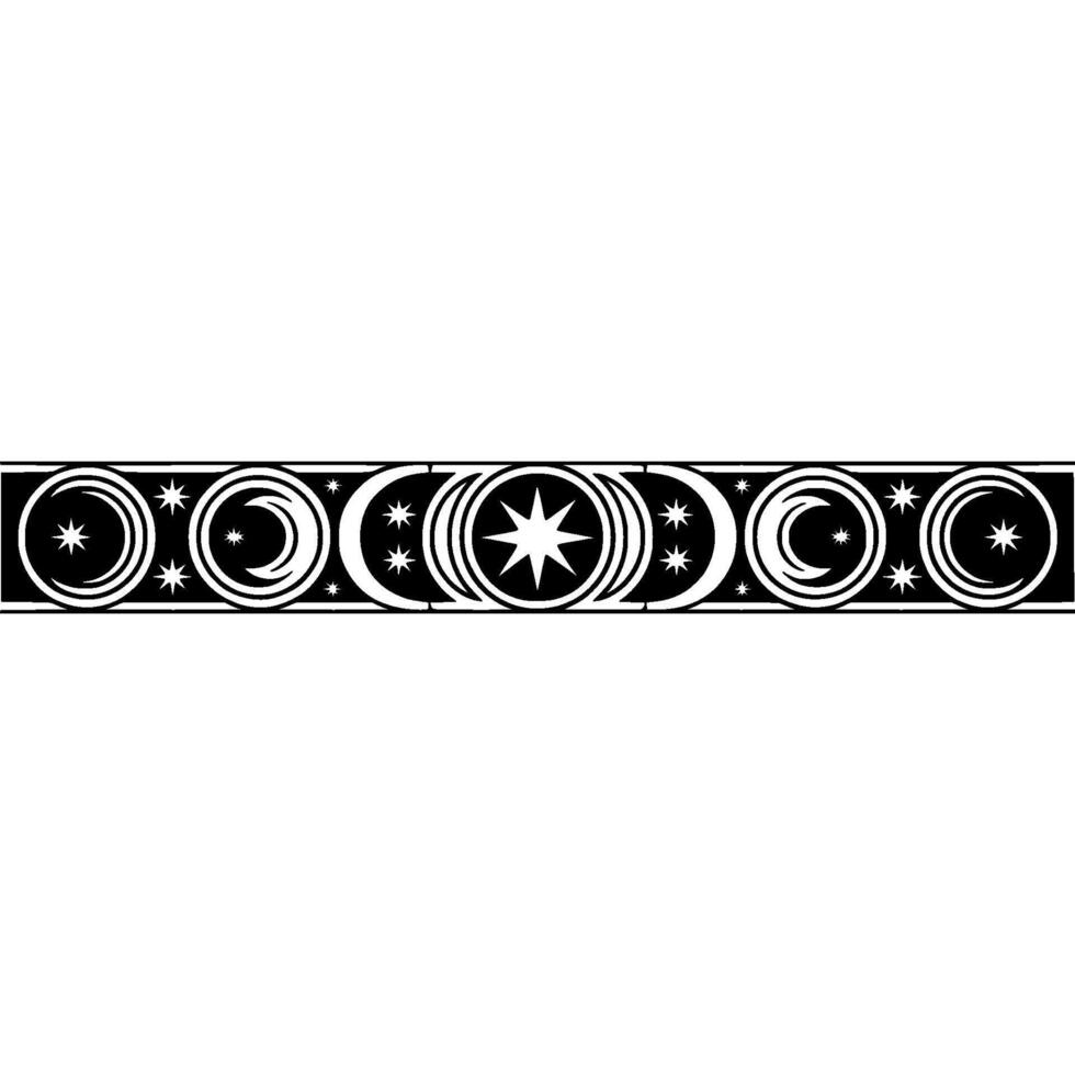 Celestial Border Vintage Star Moon Motif vector