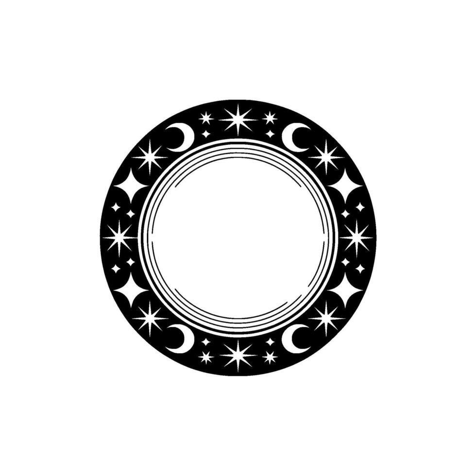 Celestial Circle Lunar Motif, Starry Night - Moon vector
