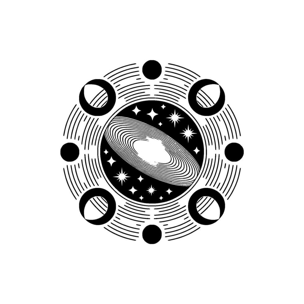 Celestial Cycle, Minimalist Moon Star Emblem vector