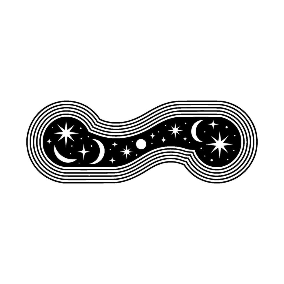 Cosmic Wave Lunar Constellation Silhouette vector
