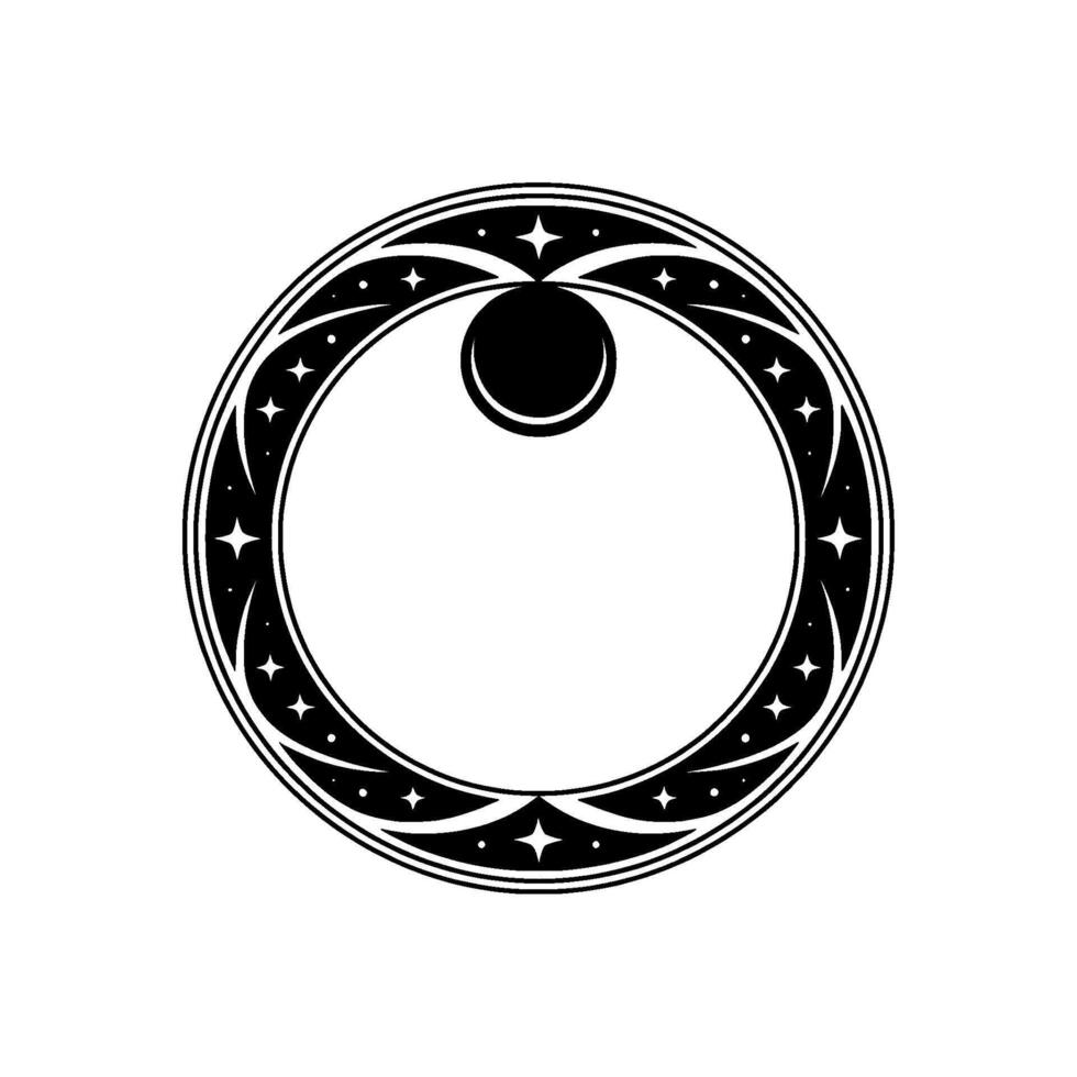 Celestial Circle Emblem, Vintage Moon Motif vector