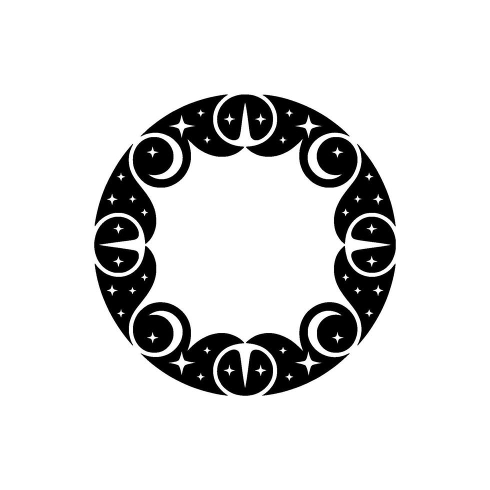 Celestial Tribal Emblem, Starry Night, Symbolic vector