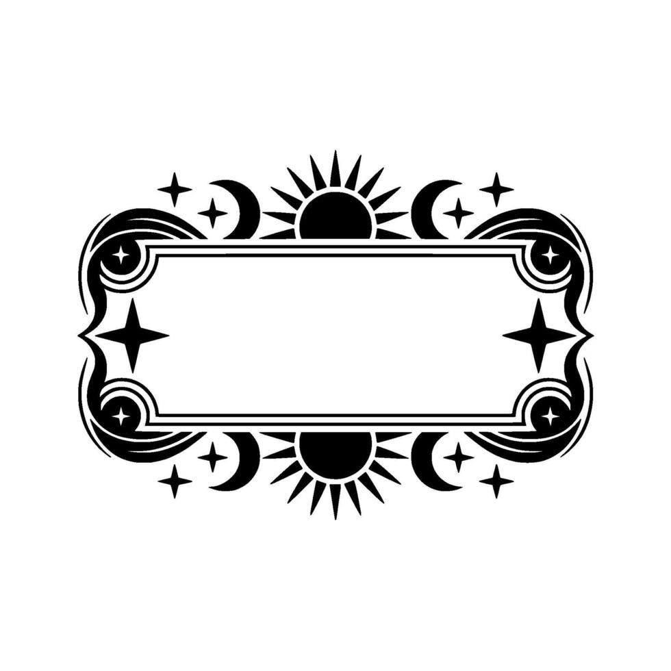 Celestial Frame Sun, Moon, and Star Ornamentation vector