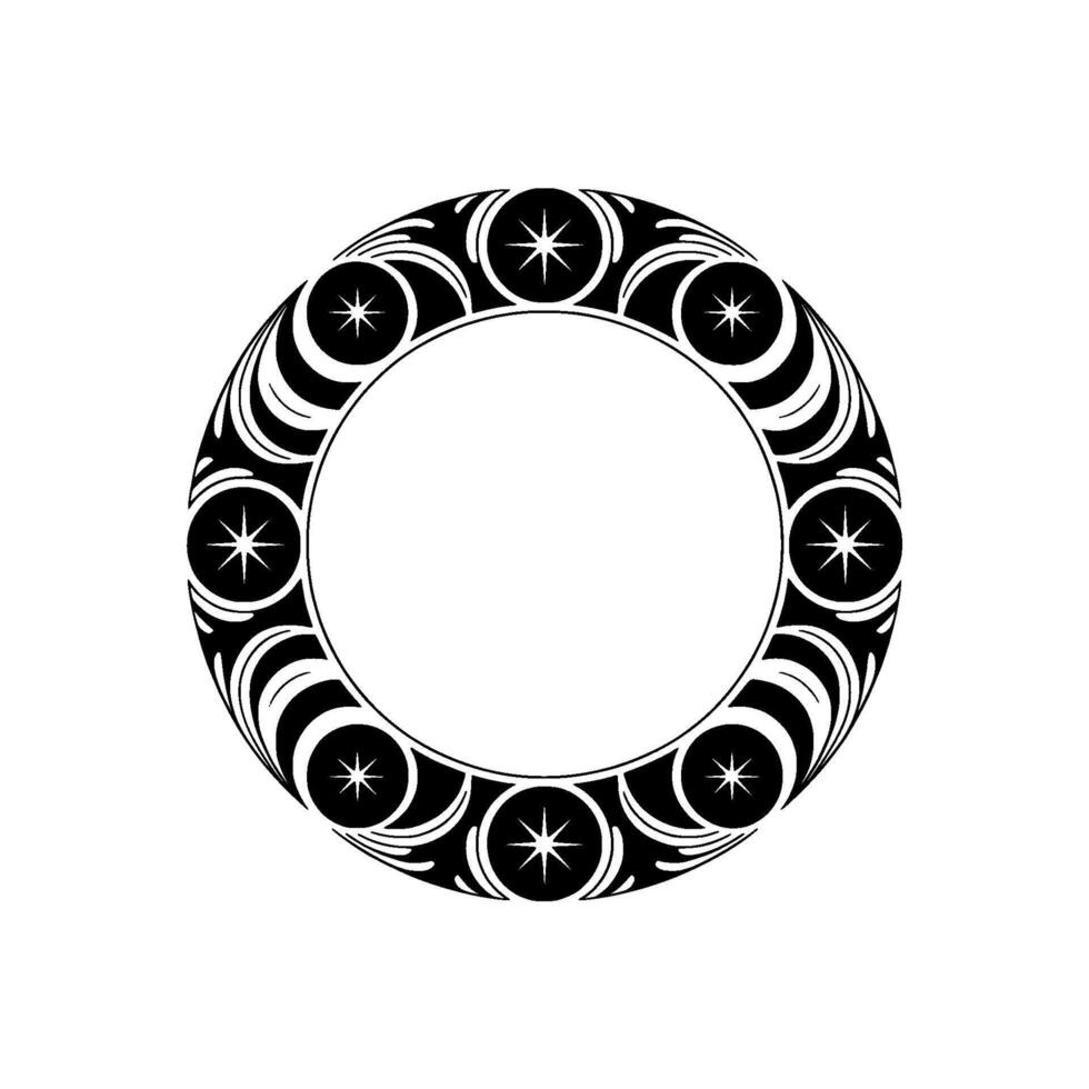 Celestial Circle Tribal Moon Phases Emblem vector