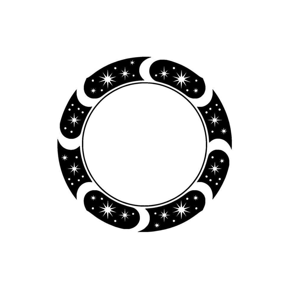 Celestial Circle Lunar Phases Sparkling Stars - Illustration vector