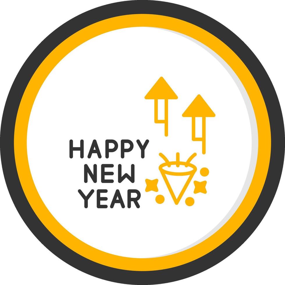 Cheerful Happy New Year Card Line Two Color Circle vector