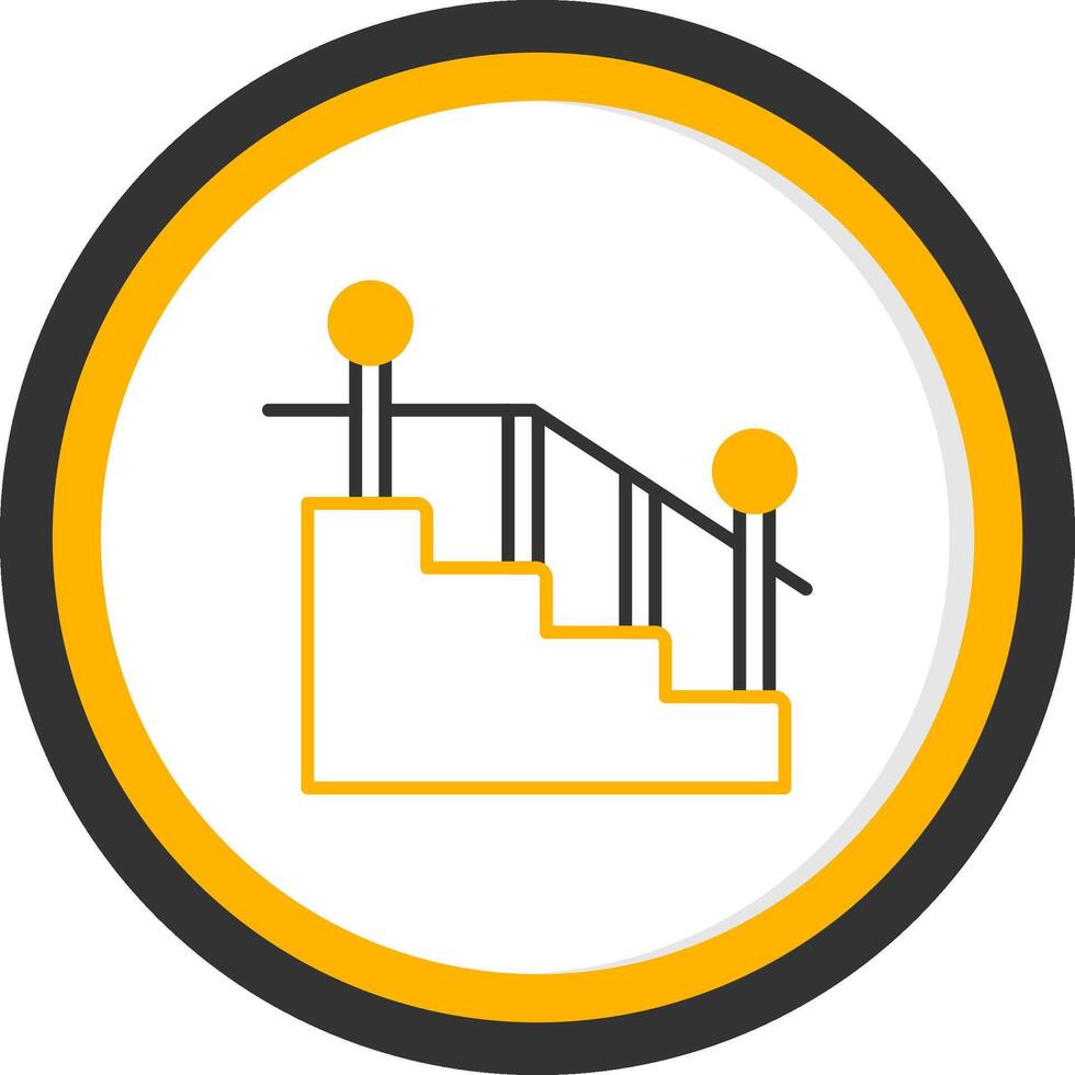 Safety Handrails on Stairs Line Two Color Circle vector