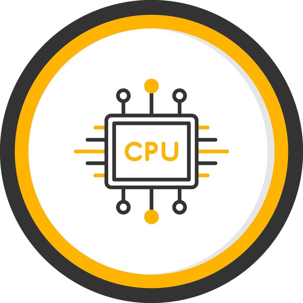 multinúcleo juego de azar UPC procesador línea dos color circulo vector