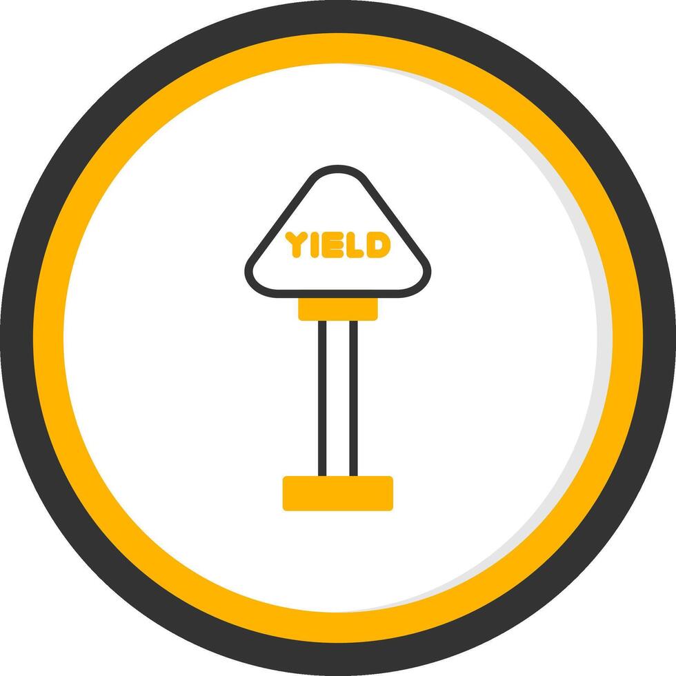 Yellow Yield Sign Symbol Line Two Color Circle vector