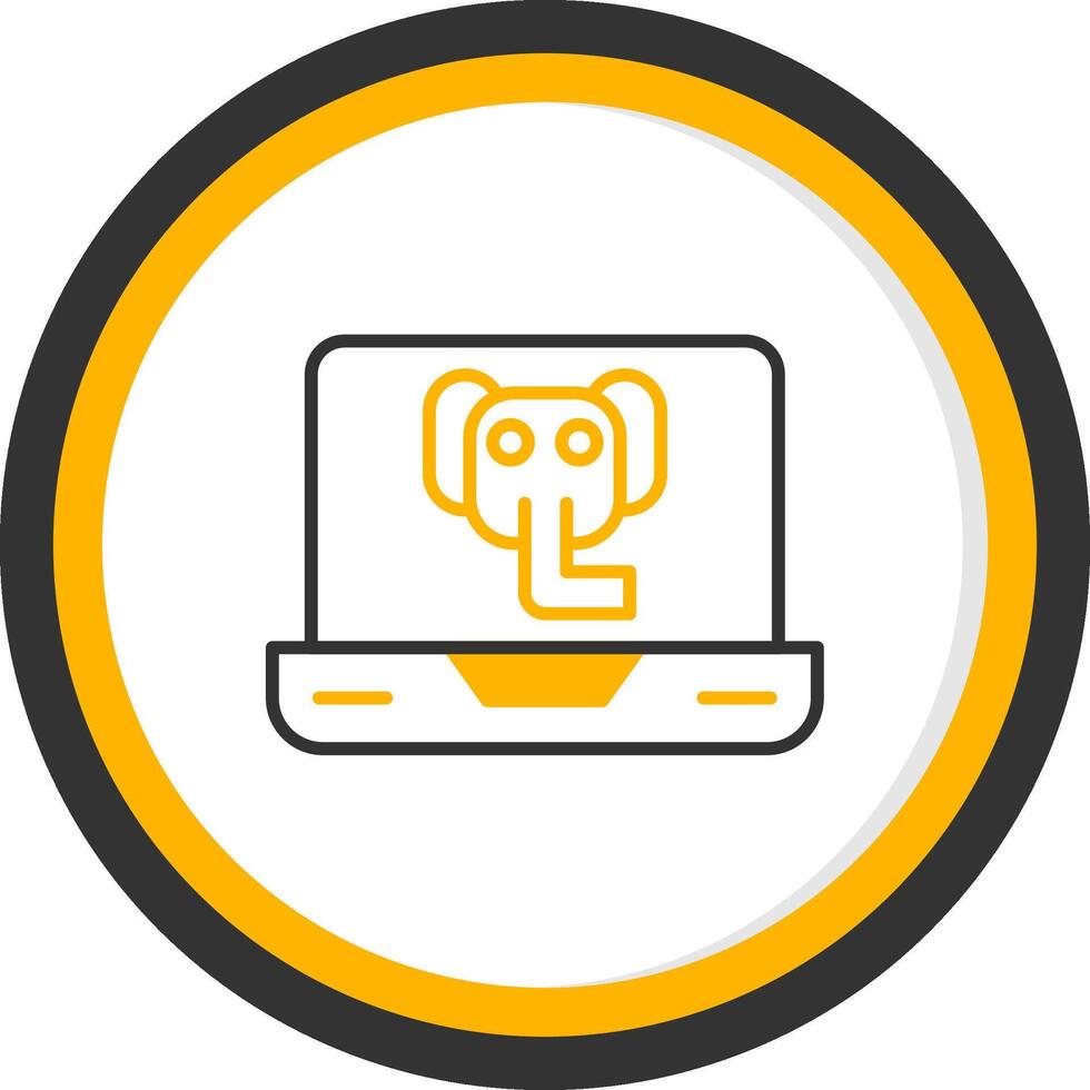 PostgreSQL Elephant DB Icon Line Two Color Circle vector