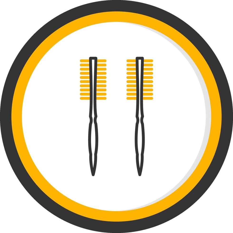 Detangling Paddle Hair Brush Line Two Color Circle vector