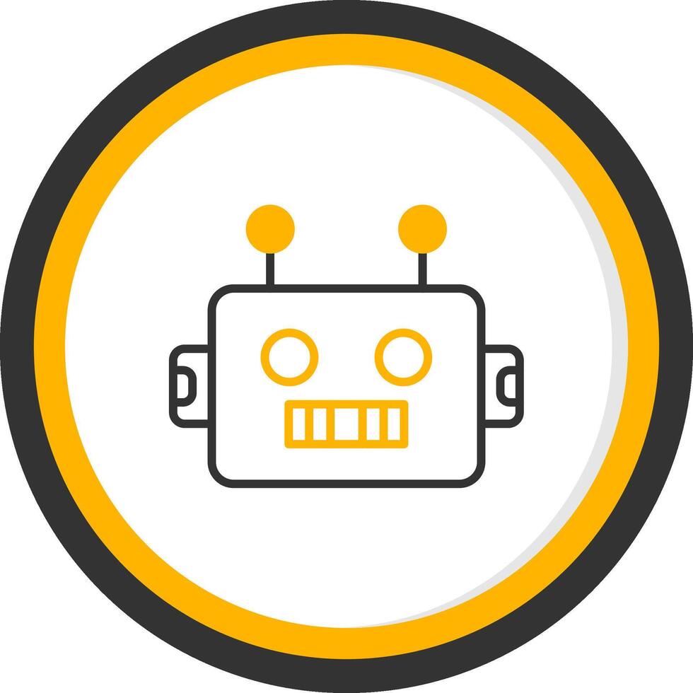 Humanoid Robot Prototype Line Two Color Circle vector