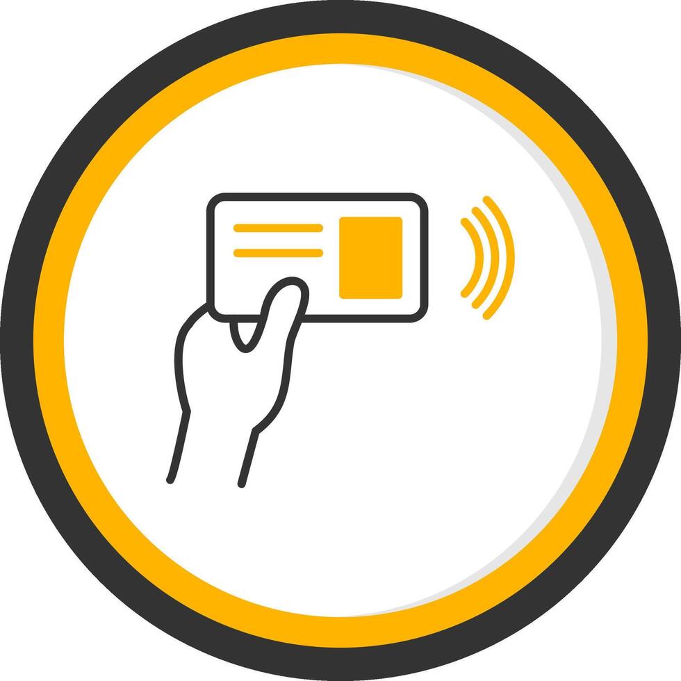 NFC Card Reader Terminal Line Two Color Circle vector