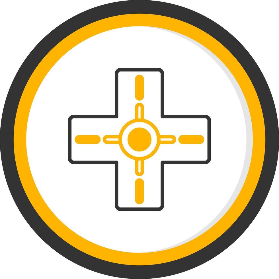 Four Way Road Intersection Line Two Color Circle vector