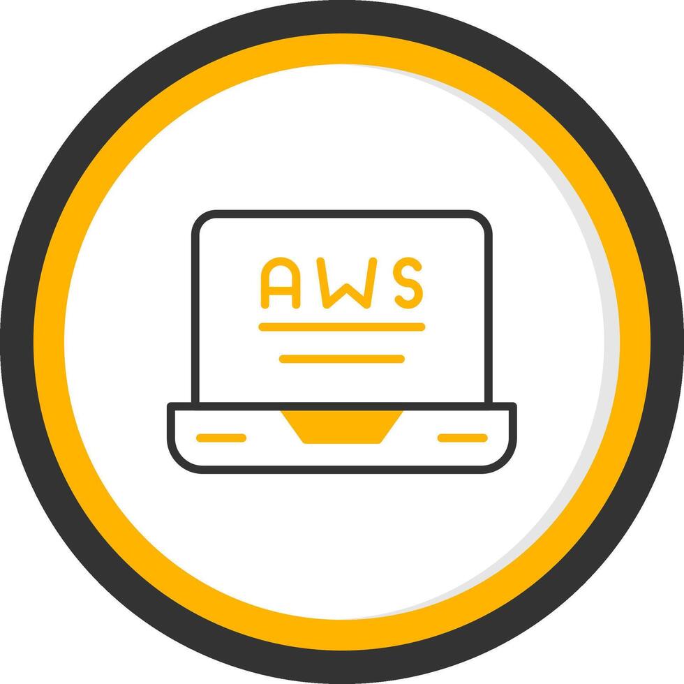 AWS Cloud Computing Icon Line Two Color Circle vector