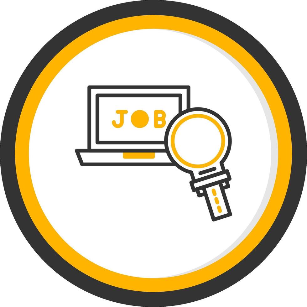 Digital Job Search Icon Line Two Color Circle vector