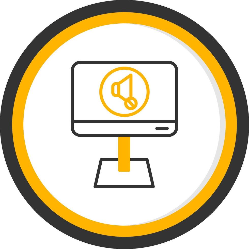 Red Mute Microphone Button Line Two Color Circle vector