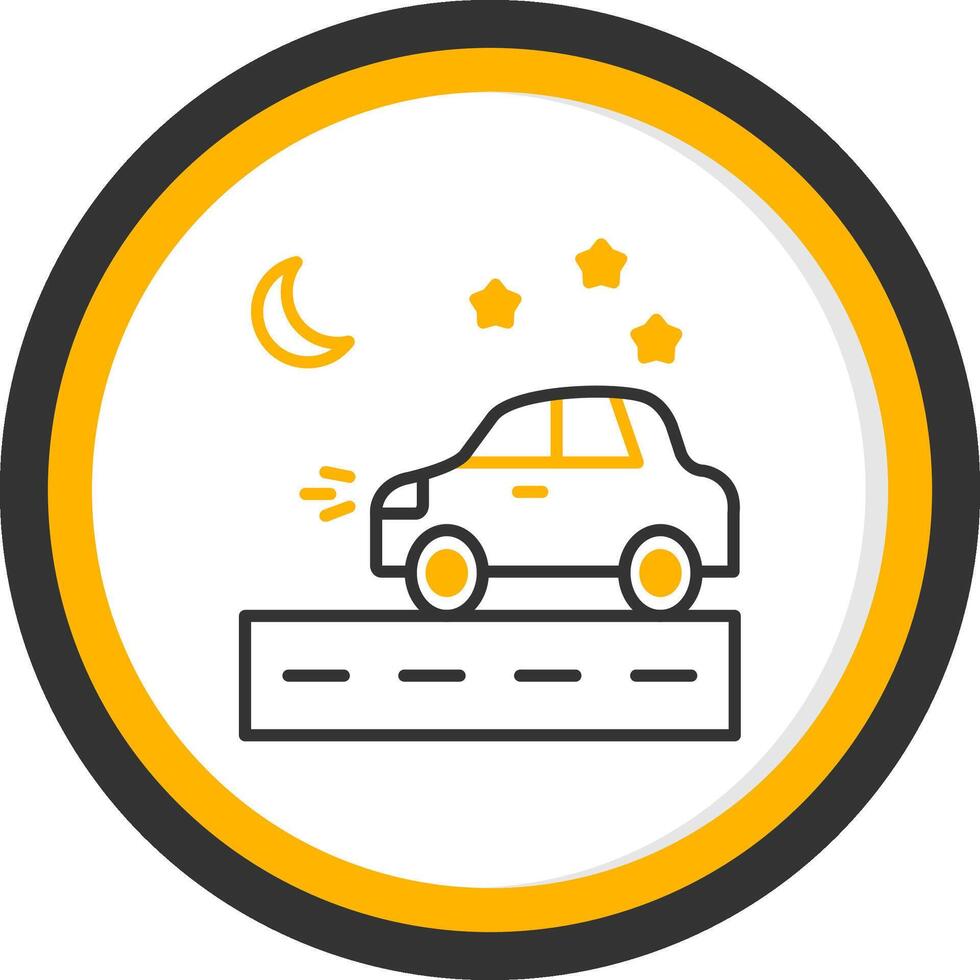 Nighttime Driving Scene Line Two Color Circle vector