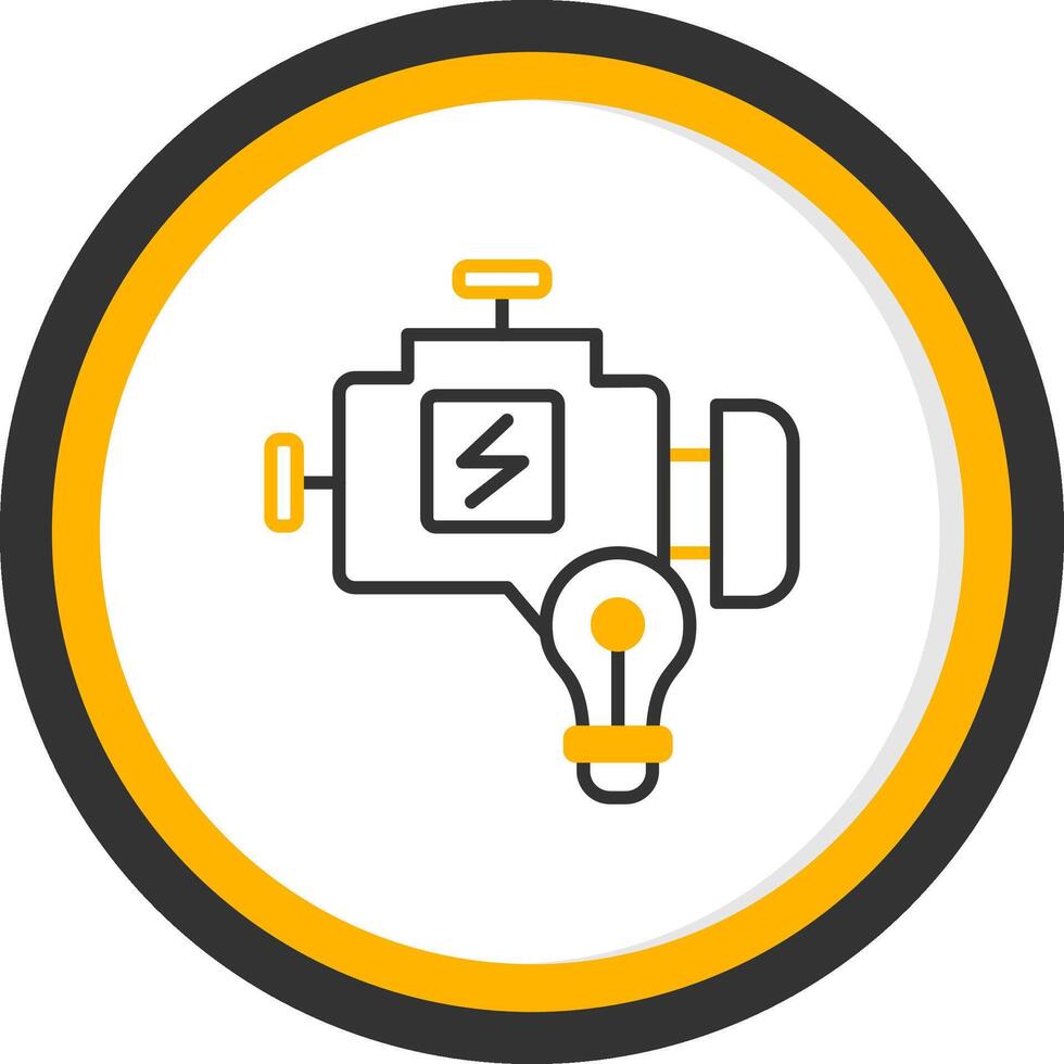 Engine Check Warning Light Line Two Color Circle vector