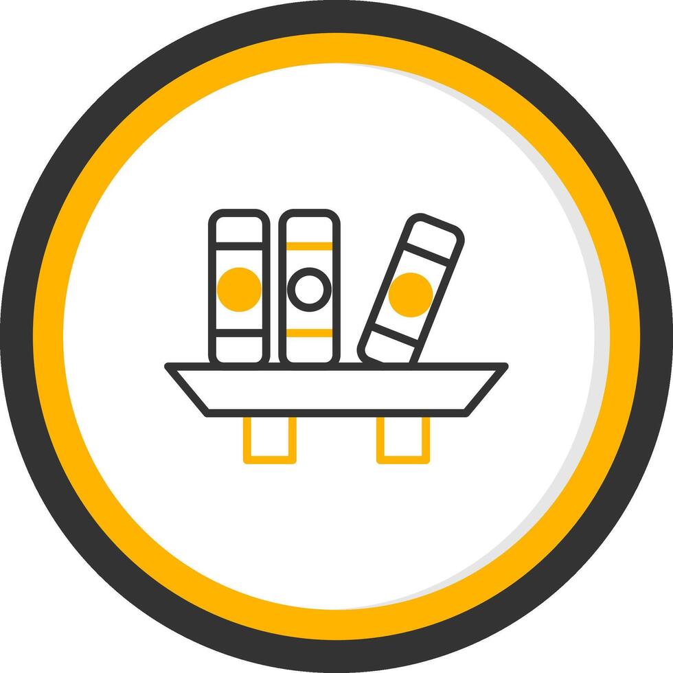 Wooden Library Bookshelf Line Two Color Circle vector
