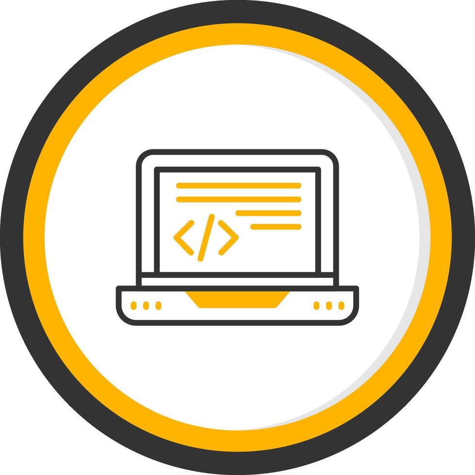 Text Based Code Editor Line Two Color Circle vector