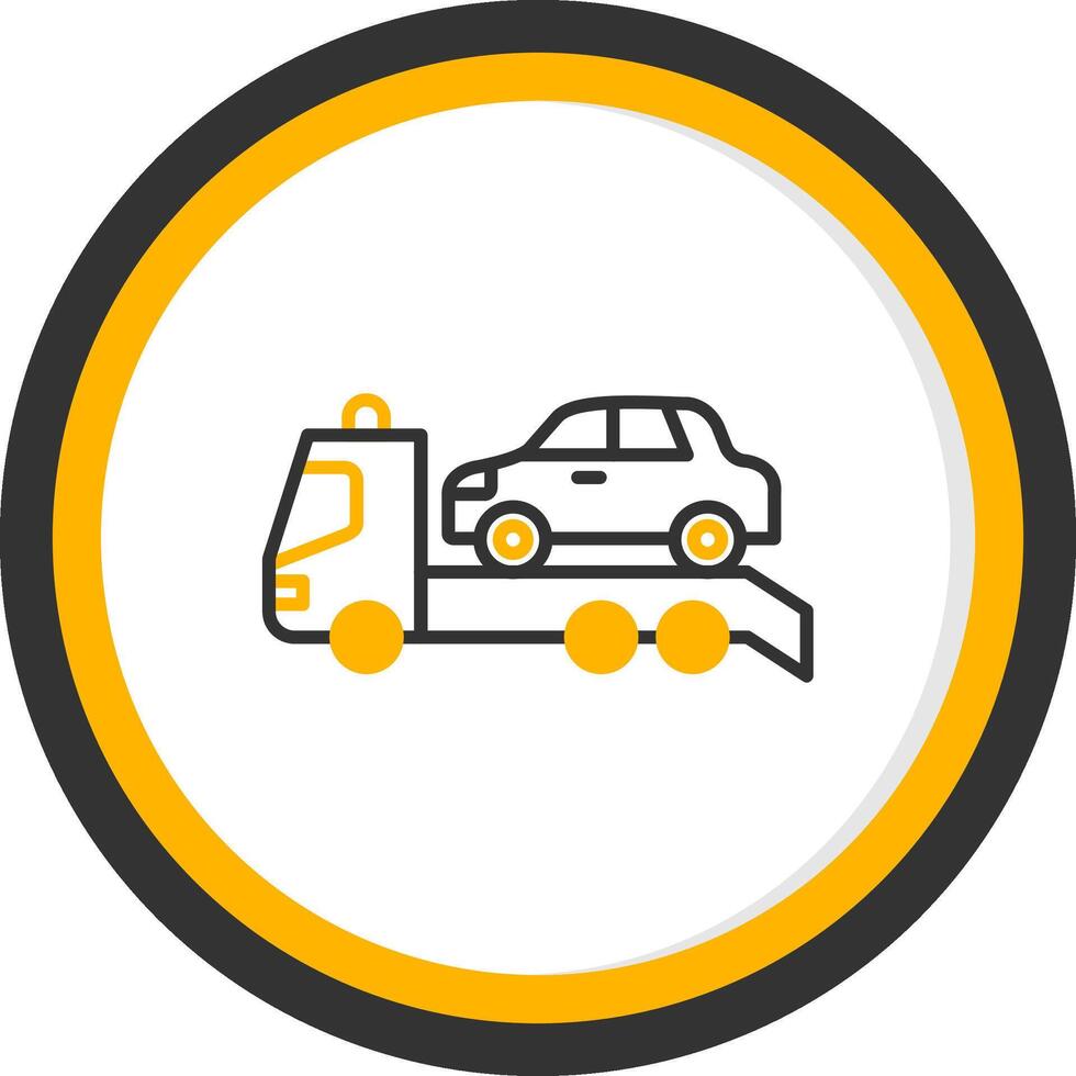 Vehicle Car Towing Scene Line Two Color Circle vector