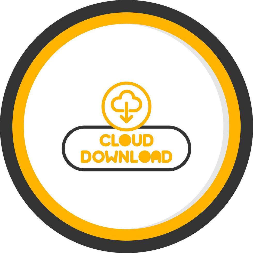 Cloud Download Icon Button Line Two Color Circle vector