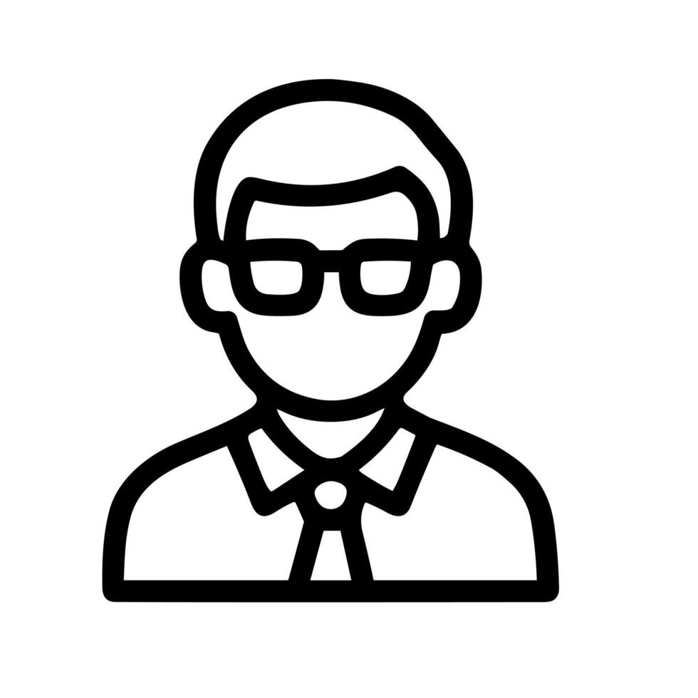Simple Outline Businessman Avatar with Glasses Head and Shoulders Icon vector