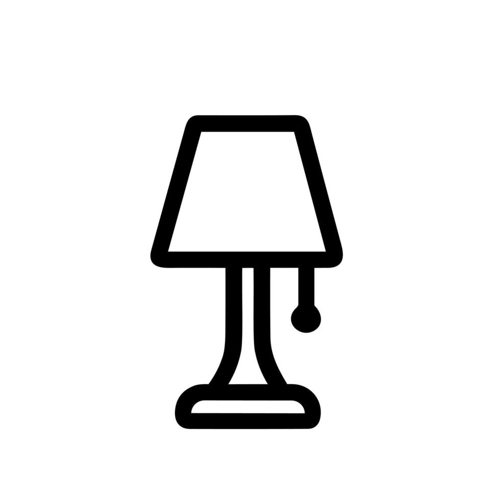 Minimalist Outline Table Lamp Icon Simple Home Interior Illumination vector